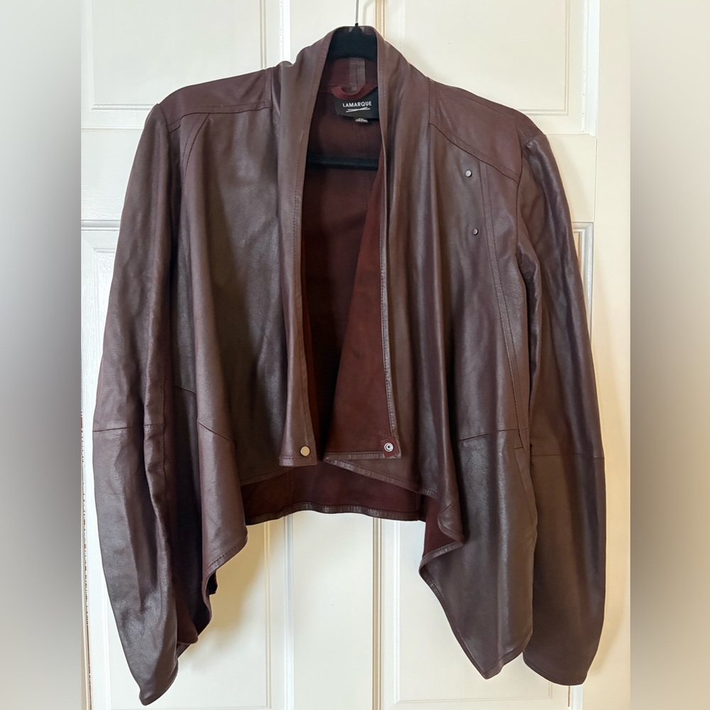 Lamarque Madison Drape Crossover Leather Jacket XS